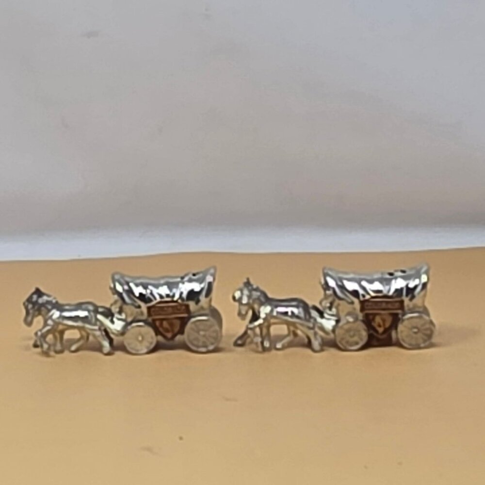 Vintage Silver-Plated Covered Wagon Colorado Salt‎ & Pepper Shakers Set